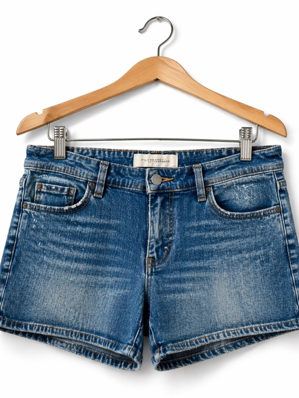 Pilcro and the Letterpress Hyphen Denim Shorts Blue Mid Rise Casual Summer